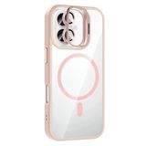 Fuchsia İphone 16 Plus İle Uyumlu Remim Lensli Pembe Kablosuz Şarj Özellikli Standlı Kapak