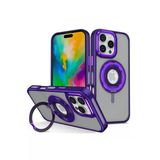 Fuchsia İphone 16 Pro İle Uyumlu Banza Derin Mor Kablosuz Şarj Özellikli Standlı Kapak