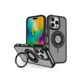 Fuchsia İphone 16 Pro İle Uyumlu Banza Siyah Kablosuz Şarj Özellikli Standlı Kapak