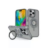 Fuchsia İphone 16 Pro İle Uyumlu Banza Titan Gri Kablosuz Şarj Özellikli Standlı Kapak