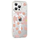 Fuchsia İphone 16 Pro İle Uyumlu Floral Pembe Kablosuz Şarj Özellikli Kapak