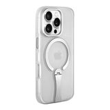 Fuchsia İphone 16 Pro İle Uyumlu Hbc-354 Kunlun Şeffaf Standlı Kablosuz Şarj Özellikli Kapak