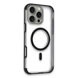 Fuchsia İphone 16 Pro İle Uyumlu Hilton Siyah Kablosuz Şarj Özellikli Kapak