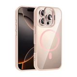 Fuchsia İphone 16 Pro İle Uyumlu Remim Lensli Pembe Kablosuz Şarj Özellikli Standlı Kapak
