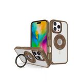 Fuchsia İphone 16 Pro Max İle Uyumlu Banza Kahverengi Kablosuz Şarj Özellikli Standlı Kapak