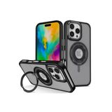 Fuchsia İphone 16 Pro Max İle Uyumlu Banza Siyah Kablosuz Şarj Özellikli Standlı Kapak
