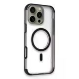 Fuchsia İphone 16 Pro Max İle Uyumlu Hilton Siyah Kablosuz Şarj Özellikli Kapak