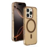 Fuchsia İphone 16 Pro Max Uyumlu Gleam Şeffaf Gold Pc Sert Kablosuz Şarj Özellikli Kılıf