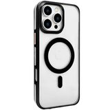 Fuchsia İphone 16 Pro Max Uyumlu Gleam Şeffaf Siyah Pc Sert Kablosuz Şarj Özellikli Kılıf