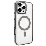 Fuchsia İphone 16 Pro Max Uyumlu Gleam Titan Gri Pc Sert Kablosuz Şarj Özellikli Kılıf