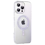 Fuchsia İphone 16 Pro Max Uyumlu Move Taşlı Lila Kablosuz Şarj Özellikli Kapak