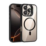 Fuchsia İphone 16 Pro Max Uyumlu Remim Lensli Siyah Kablosuz Şarj Özellikli Standlı Kapak