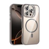 Fuchsia İphone 16 Pro Max Uyumlu Remim Lensli Titan Gri Kablosuz Şarj Özellikli Standlı Kapak