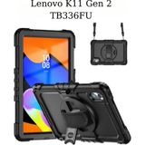 Fuchsia Lenovo K11 Gen 2 TB336FU ile Uyumlu Defender Askılı 360° Dönebilir Standlı Zırh Tablet Koruyucu Kılıfı - Korumalı Tablet Kılıfı - Siyah