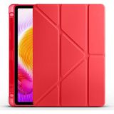 Fuchsia Redmi Pad Se 8.7 inç Uyumlu Kalem Bölmeli Uyku Modlu Katlanabilir Trifolding Kırmızı Tablet Kılıfı