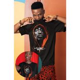 Fuddy Moda 3D Tupac Baskılı Tişört, Erkek-Kadın Rap Baskılı T-Shirt - Siyah - 2XL