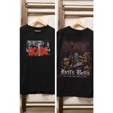 Fuddy Moda Ac-Dc Hell's Bell's Sırt Baskılı T-Shirt, Erkek-Kadın Rock-Metal Müzik Baskılı Tişört - Siyah