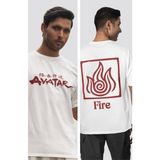 Fuddy Moda Avatar Ateş Krallığı Sırt Baskılı T-Shirt, Unisex The Last Airbender Baskılı Tişört - XS - Beyaz