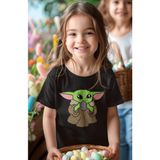 Fuddy Moda Baby Yoda Baskılı Çocuk Tişört, Unisex Star Wars Baskılı Bebek T-Shirt - 11 - 12 Yaş - Siyah