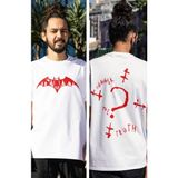 Fuddy Moda Batman Sırt Baskılı Tişört, Erkek-Kadın Batman Film Temalı T-Shirt - Beyaz