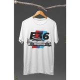 Fuddy Moda Bmw E36 Baskılı T-Shirt, Araba Yarış Temalı Tişört - Beyaz