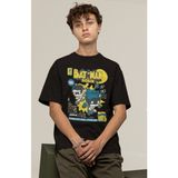 Fuddy Moda Dc Comics Batman ve Robin Baskılı Tişört, Erkek-Kadın Dc Comics Film Temalı T-Shirt - Siyah - 3XL