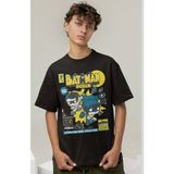 Fuddy Moda Dc Comics Batman ve Robin Baskılı Tişört, Erkek-Kadın Dc Comics Film Temalı T-Shirt - Siyah