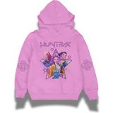 Fuddy Moda Huntrix Kol Baskılı Çocuk Kapüşonlu Sweatshirt, Unisex Kpop Demon Hunters Temalı Hoodie - Lila - 5 - 6 Yaş