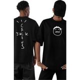 Fuddy Moda Jack Cactüs Sırt Baskılı Tişört, Erkek-Kadın Travis Scott Baskılı T-Shirt - Siyah - 3XL