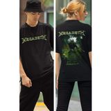 Fuddy Moda Megadeth Sırt Baskılı T-Shirt, Unisex Rock Metal Temalı Tişört - Siyah - XL