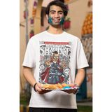 Fuddy Moda Minyatür Doctor Strange Baskılı Tişört, Erkek-Kadın Marvel Baskılı T-Shirt - Beyaz