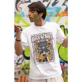 Fuddy Moda Minyatür Guns N' Roses Gitarist Slash Baskılı T-Shirt Erkek-Kadın Rock!N Roll Baskılı T-Shirt - Beyaz - 3XL