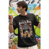 Fuddy Moda Minyatür Guns N' Roses Gitarist Slash Baskılı T-Shirt Erkek-Kadın Rock!N Roll Baskılı T-Shirt - Siyah