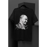 Fuddy Moda Mustafa Kemal Atatürk Imza Baskılı Unisex T-Shirt Erkek-Kadın Atatürk Baskılı T-Shirt - Siyah - 2XL