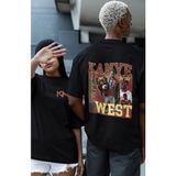 Fuddy Moda Oversize Albüm Şarkıları Yazılı Sırt Baskılı T-Shirt, Unisex Kanye West Baskılı Tişört - 2XL - Siyah