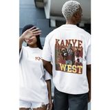 Fuddy Moda Oversize Albüm Şarkıları Yazılı Sırt Baskılı T-Shirt, Unisex Kanye West Baskılı Tişört - Beyaz