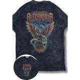 Fuddy Moda Oversize Asking Alexandria Sırt Baskılı Yıkamalı T-Shirt, Unisex Rock Band Temalı Retro Tişört - Siyah - XS
