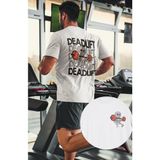 Fuddy Moda Oversize Deadlift Sırt Baskılı Tişört, Unisex Gym Fitness Temalı T-Shirt - 3XL - Beyaz