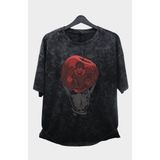 Fuddy Moda Oversize Death Note Ryuk Baskılı Yıkamalı T-Shirt, Unisex Anime Baskılı Retro Tişört - XL - Siyah