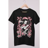 Fuddy Moda Oversize Demon Slayer Ex6 Nezuko Siyah Tişört, Unisex Anime Baskılı T-Shirt - 4XL