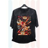 Fuddy Moda Oversize Dragon Ball Baskılı Yıkamalı T-Shirt, Unisex Anime Baskılı Eskitme Tişört - 4XL - Siyah