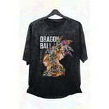 Fuddy Moda Oversize Dragon Ball Graffiti Baskılı Yıkamalı T-Shirt, Unisex Anime Baskılı Retro Tişört - 3XL - Siyah