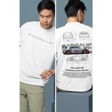 Fuddy Moda Oversize Grey Porsche 911 Gt3 Rs Srt Sırt Baskılı Tişört, Erkek-Kadın Araba Temalı Couple T-Shirt - Beyaz - 2XL