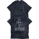 Fuddy Moda Oversize Jack Cactus Sırt Baskılı Yıkamalı T-Shirt, Unisex Travis Scott Baskılı Eskitme Tişört - XS - Siyah