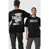 Fuddy Moda Oversize Manga One Piece Karakterleri Sırt Baskılı Unisex Tişört - Siyah