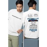 Fuddy Moda Oversize Mavi Porsche 911 Gt3 Rs Sırt Baskılı Tişört, Erkek-Kadın Araba Temalı Couple T-Shirt - Beyaz