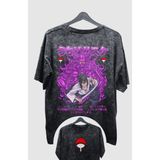 Fuddy Moda Oversize Naruto Sasuke Ex2 Sırt Baskılı Yıkamalı T-Shirt, Unisex Anime Baskılı Eskitme Tişört - XL - Siyah