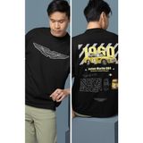 Fuddy Moda Oversize Sarı Aston Martin Sırt Baskılı Tişört, Erkek-Kadın Araba Temalı Couple T-Shirt - Siyah - XS