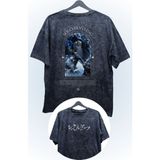 Fuddy Moda Oversize Sjw Solo Leveling Sırt Baskılı Yıkamalı Tişört, Unisex Anime Baskılı T-Shirt - 3XL - Siyah