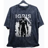 Fuddy Moda Oversize Solo Leveling Igris Baskılı Yıkamalı T-Shirt, Unisex Anime Baskılı Retro Tişört - 2XL - Siyah